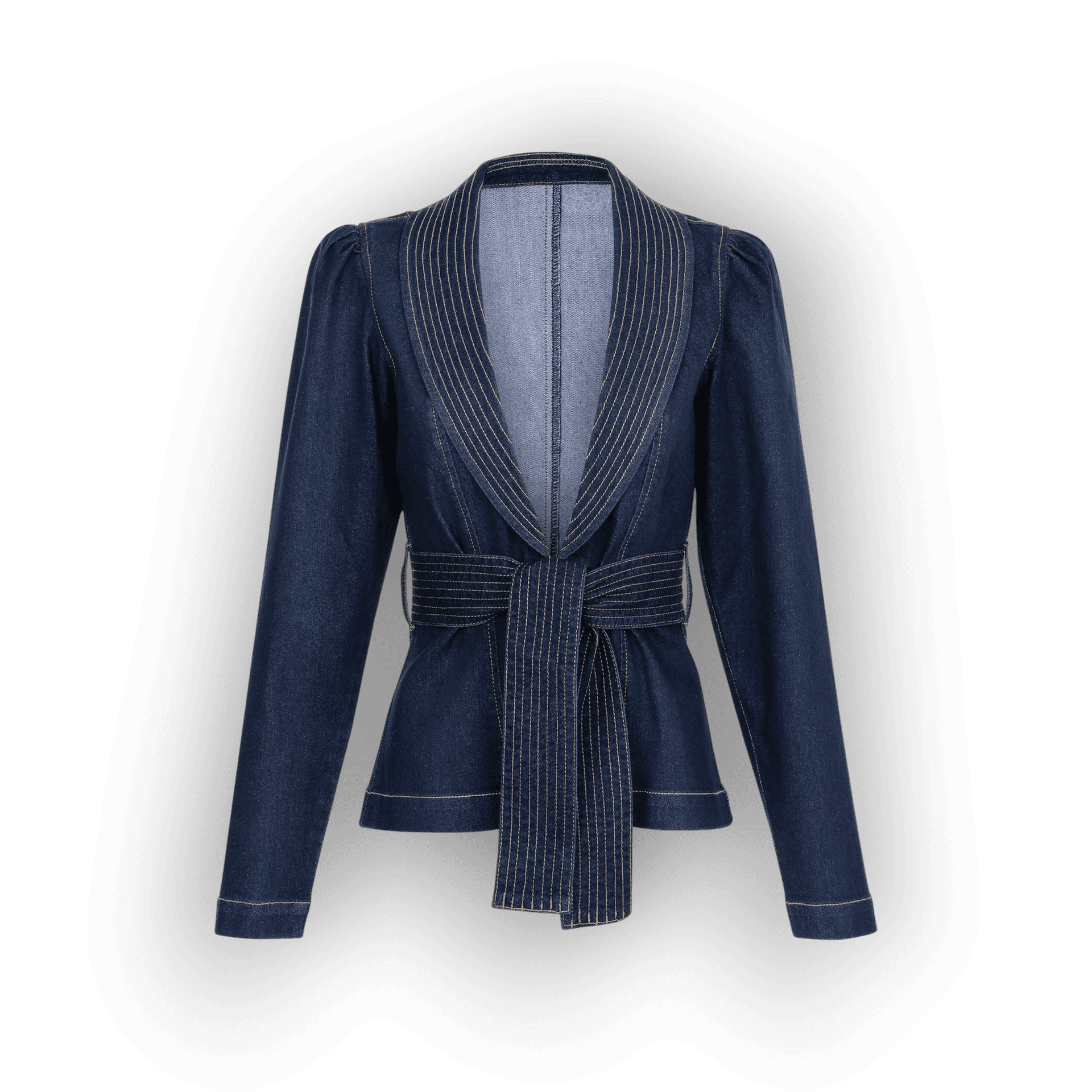 Belted dark denim blazer